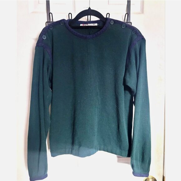 Saint Laurent Sweaters - YSL Yves Saint Laurent Rive Gauche Vintage 80s Green Purple Sweater Top Sz 42 M